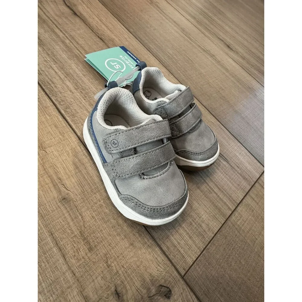 Surprize Stride Rite Chase Baby Boy‎ Size 3 Gray Hook Loop Sneakers shoes